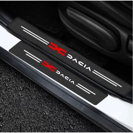Naklejki Ochronne na Progi Dacia – Carbon Look z Logo DACIA - zestaw 4 sztuk